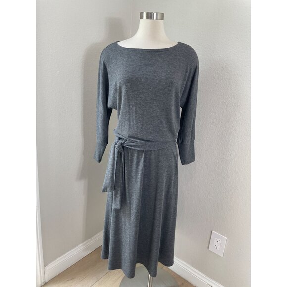 NEW Michael Stars Womens Large Charcoal Dress Tie Waist Dolman Sleeve - Picture 1 of 9